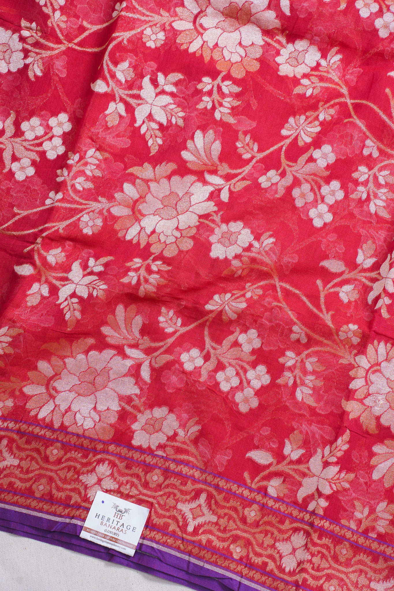 Bright Red Pure Cotton Jamdani Handwoven Saree