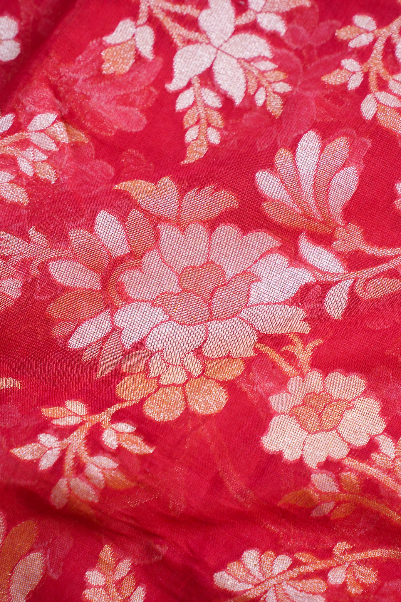 Bright Red Pure Cotton Jamdani Handwoven Saree