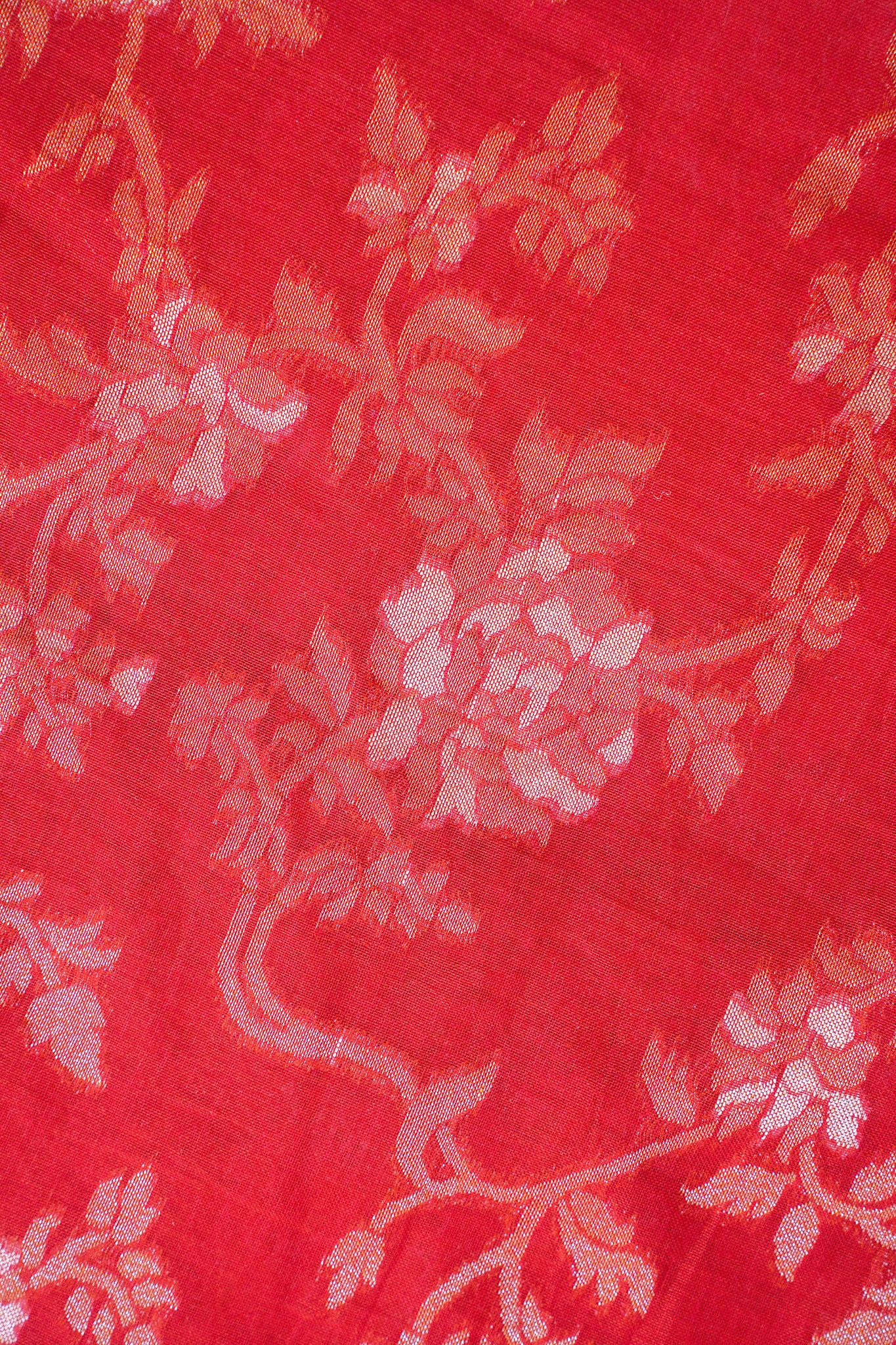 Red Pure Cotton Jamdani Handwoven Saree