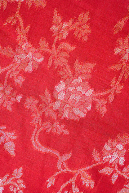 Red Pure Cotton Jamdani Handwoven Saree