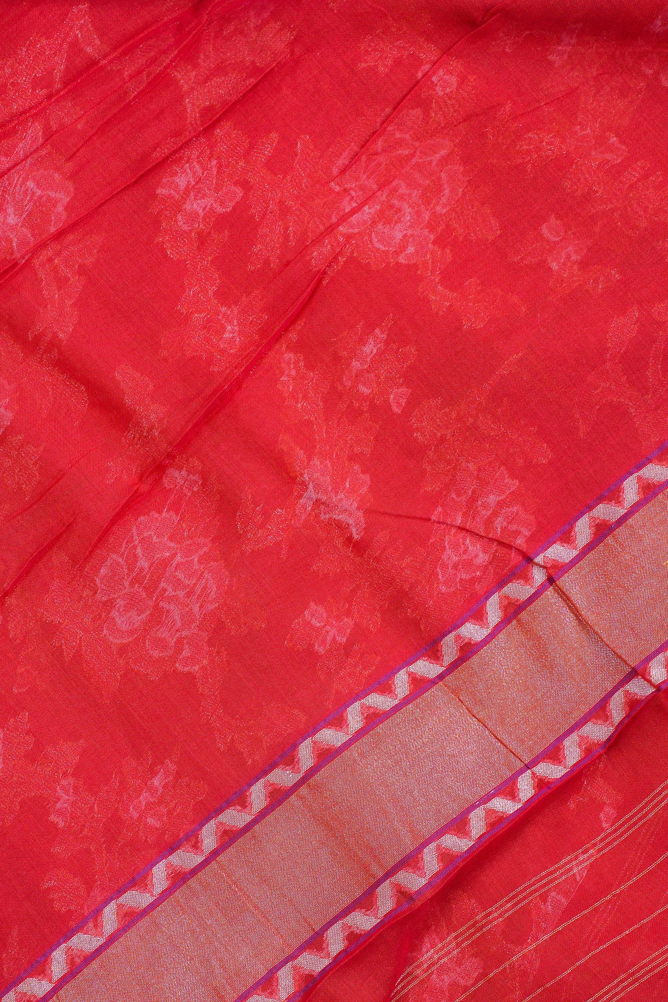 Red Pure Cotton Jamdani Handwoven Saree