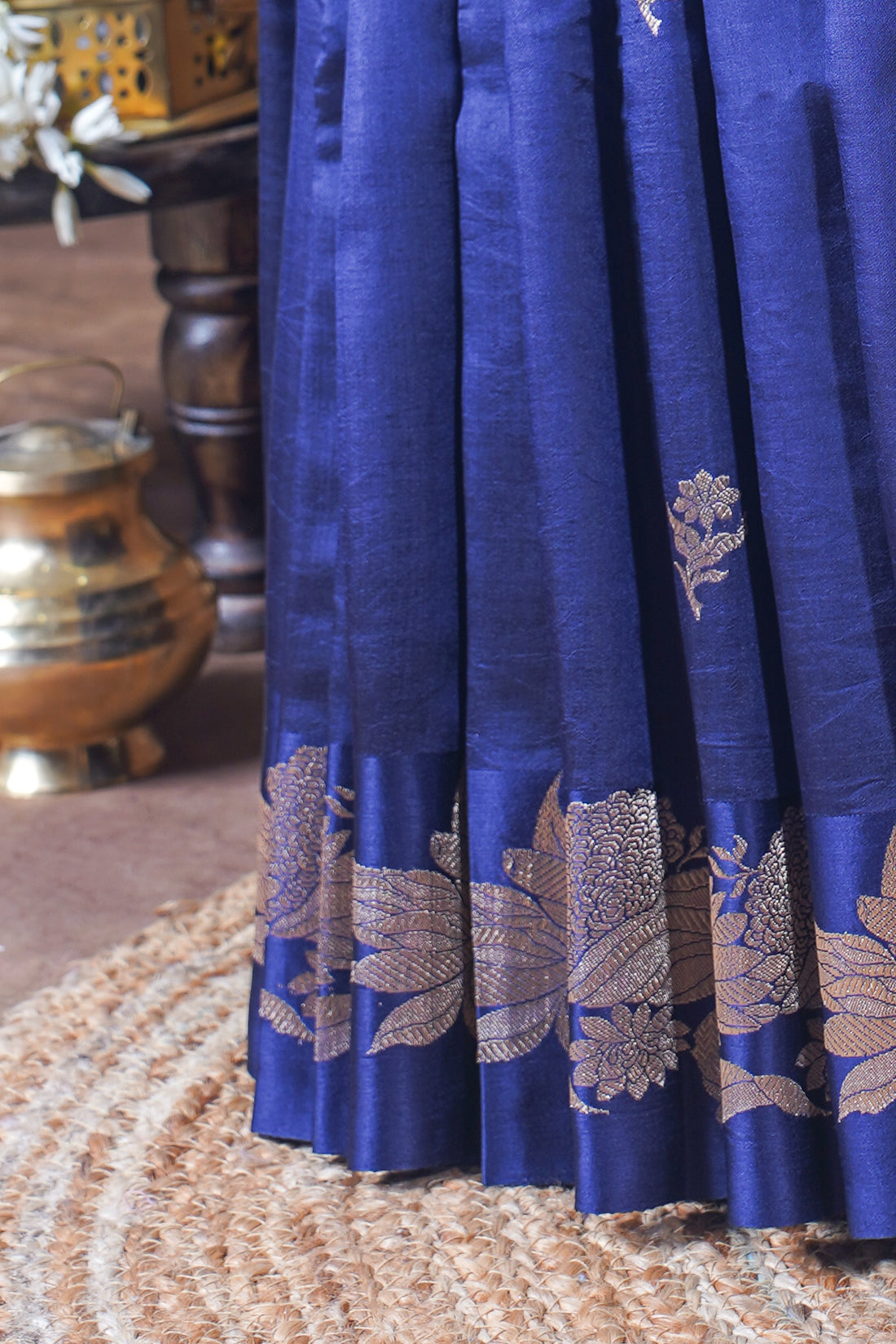Royal Blue Handloom Pure Silk Banarasi Saree