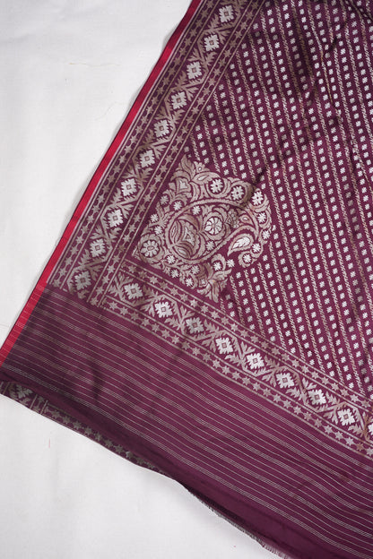 Maroon Pure Ektara Jamdani Handwoven Saree