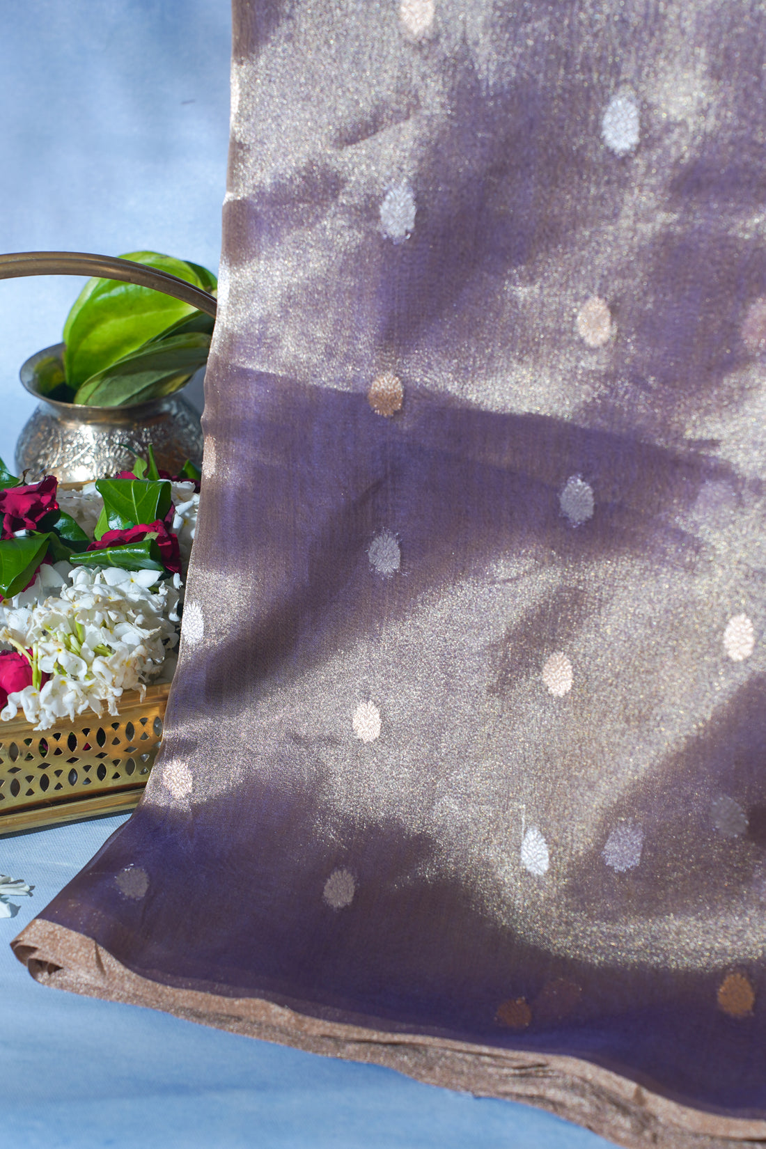 Mocha Brown Pure Tissue Silk Handwoven Saree