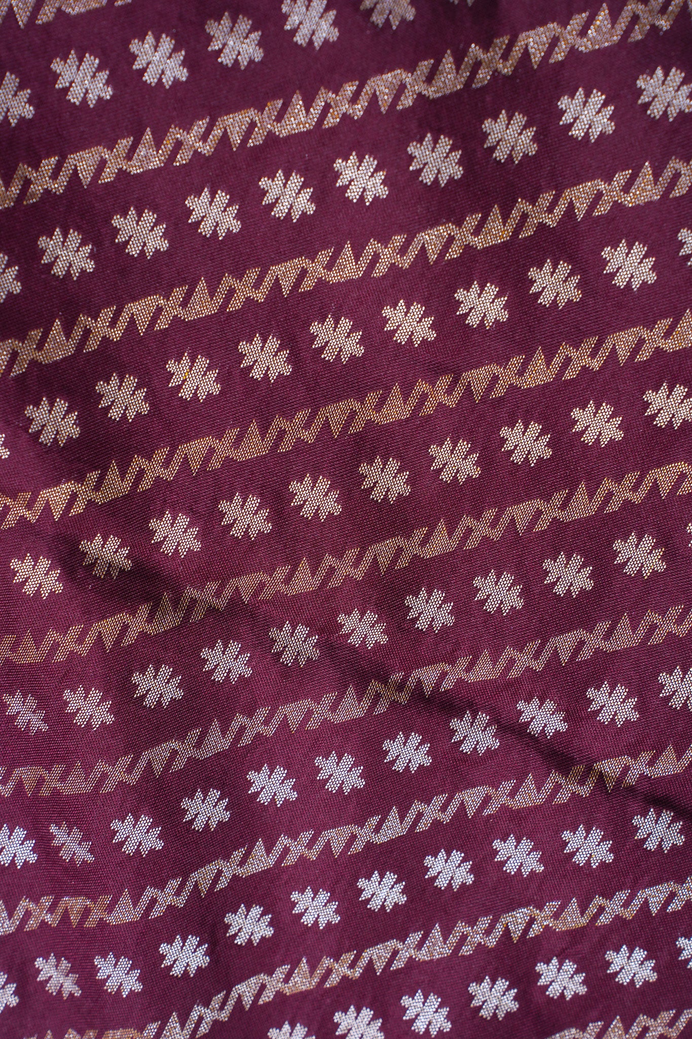 Maroon Pure Ektara Jamdani Handwoven Saree