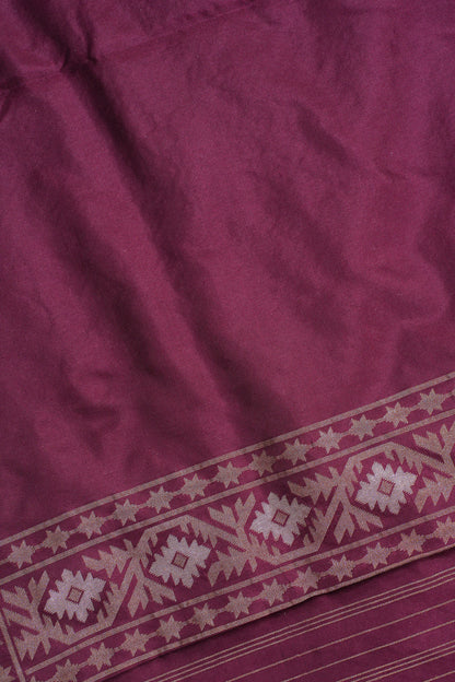 Maroon Pure Ektara Jamdani Handwoven Saree