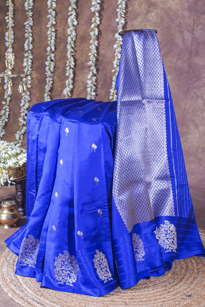 Royal Blue Handloom Pure Silk Banarasi Saree