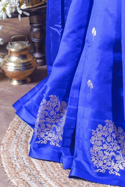 Royal Blue Handloom Pure Silk Banarasi Saree