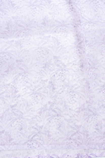 Pastel Lavender Pure printed Kora organza silk saree