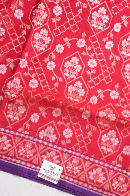 Red Pure Ektara Jamdani Handwoven Saree