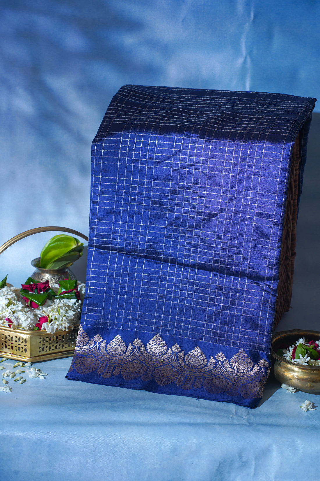 Royal Blue Pure Mango Katan Silk Handwoven Saree