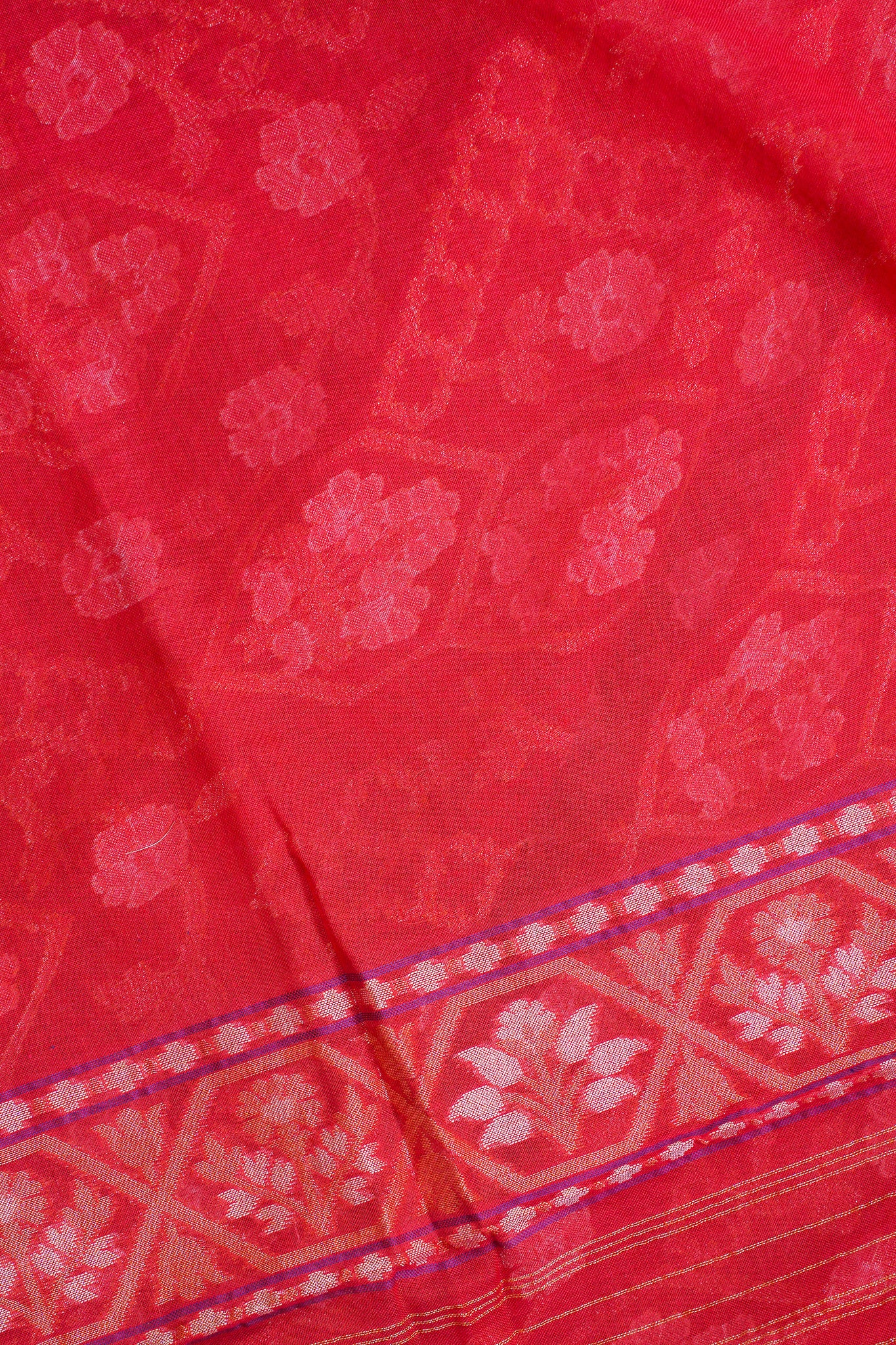 Red Pure Ektara Jamdani Handwoven Saree