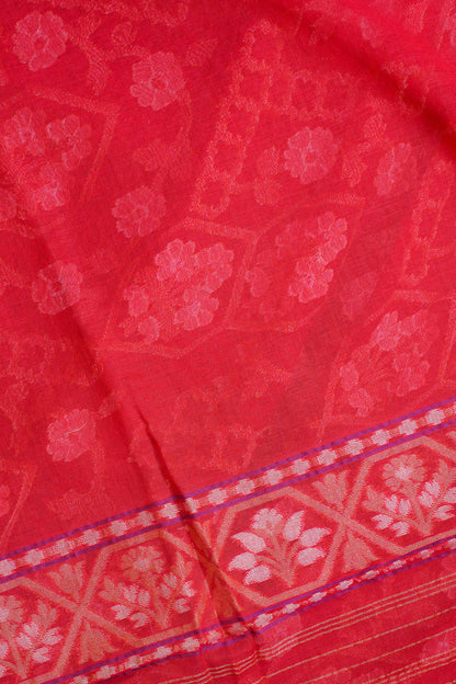 Red Pure Ektara Jamdani Handwoven Saree
