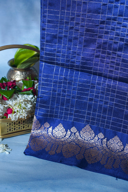 Royal Blue Pure Mango Katan Silk Handwoven Saree