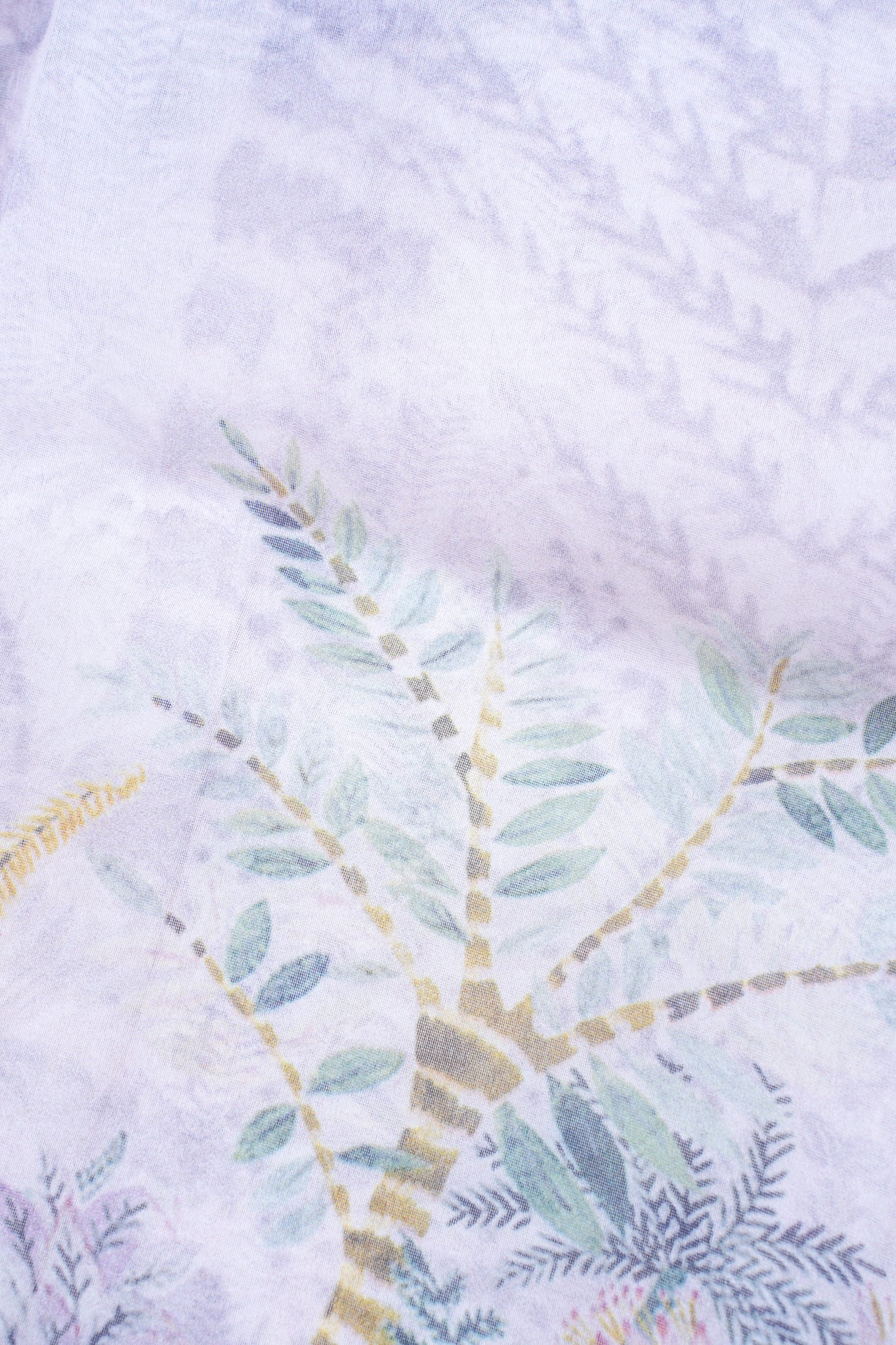 Pastel Lavender Pure printed Kora organza silk saree