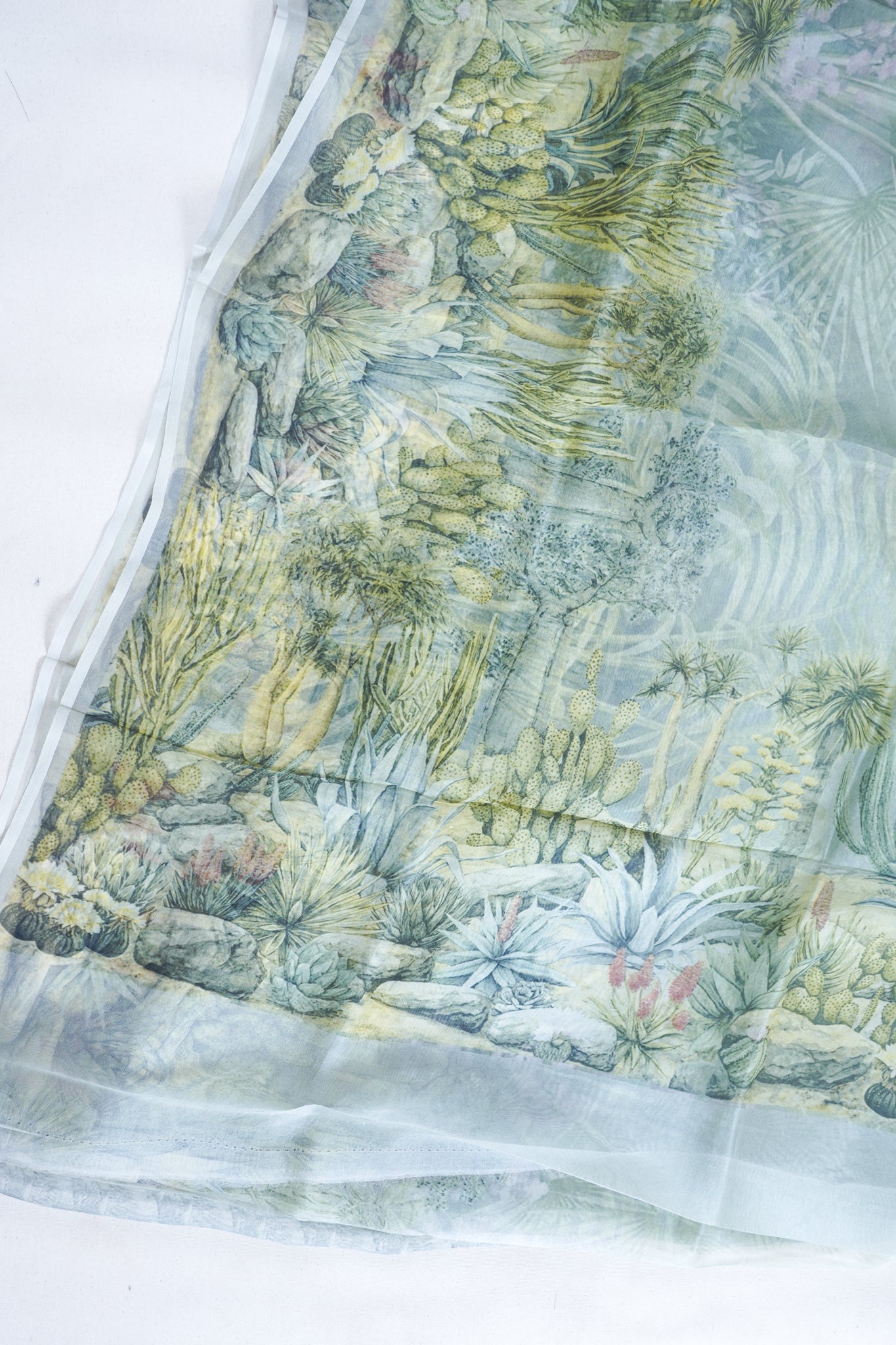 Soothing Green Pure printed Kora organza silk saree