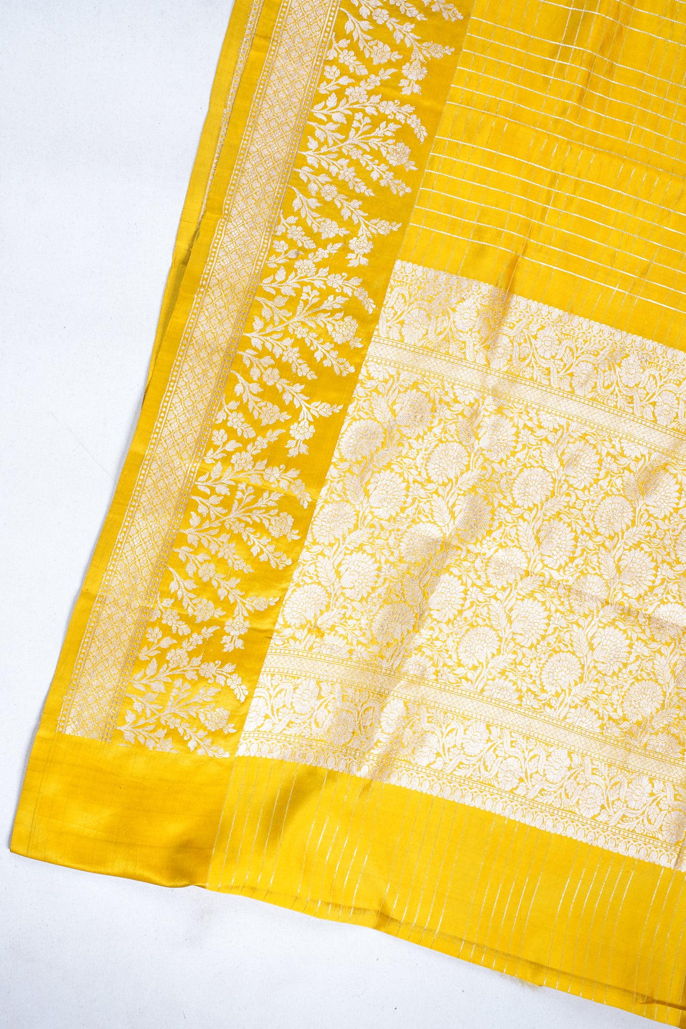 Mustard Yellow Pure Raw Mango Silk Handwoven Saree