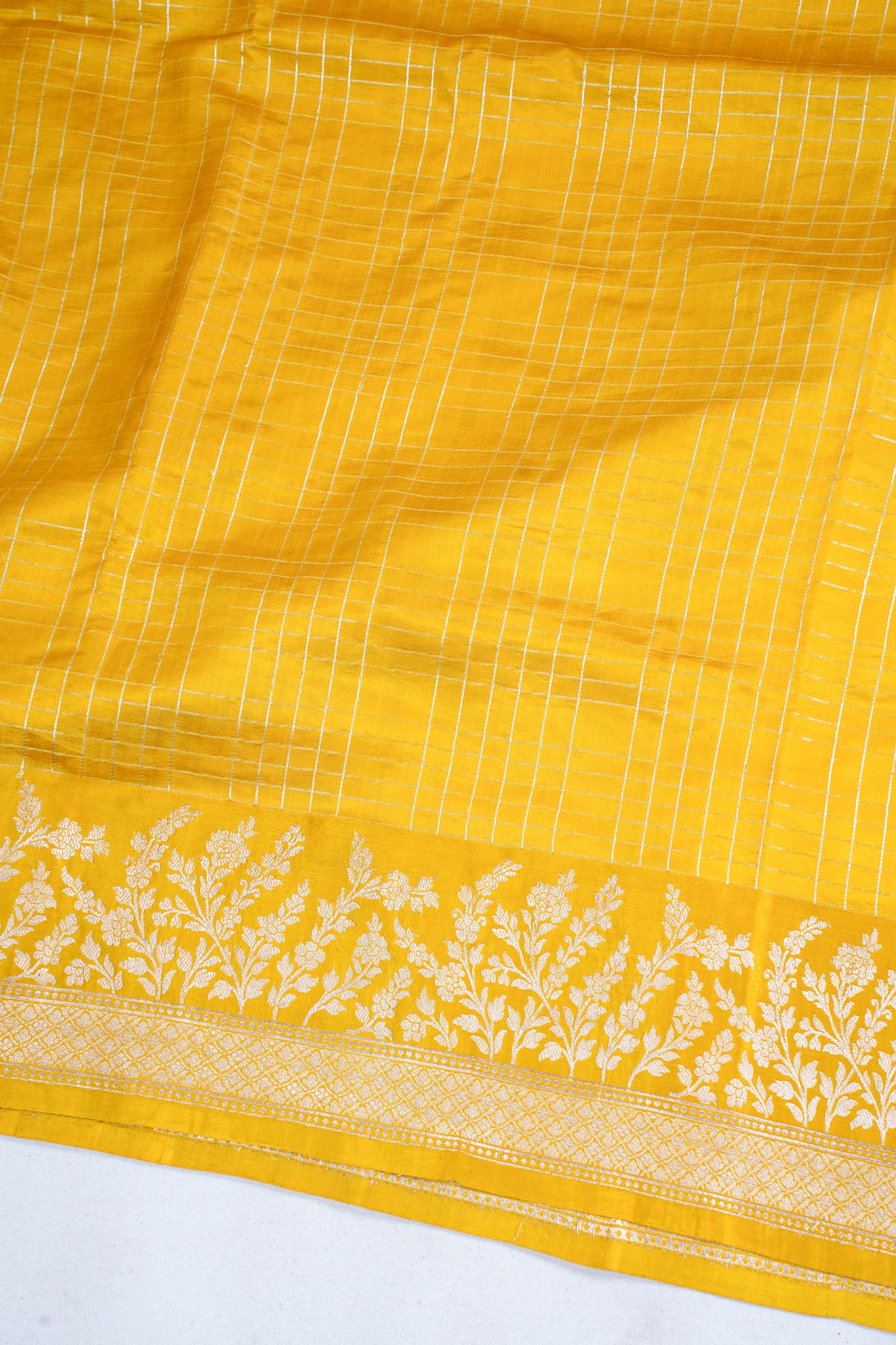 Mustard Yellow Pure Raw Mango Silk Handwoven Saree