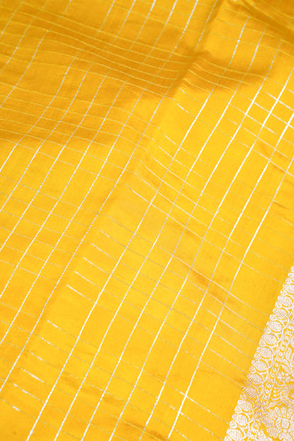 Mustard Yellow Pure Raw Mango Silk Handwoven Saree
