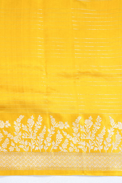 Mustard Yellow Pure Raw Mango Silk Handwoven Saree