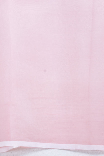 Peach-Pink Pure printed Kora organza silk saree
