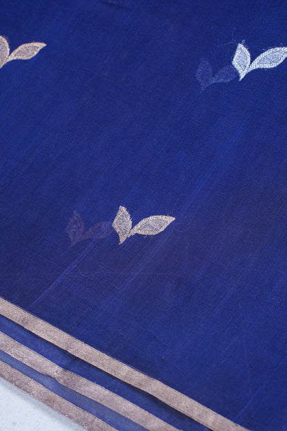 Midnight Blue Pure Tissue Silk Handwoven Saree