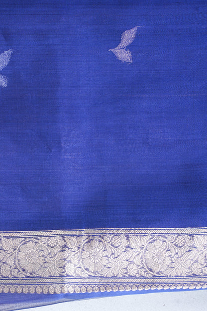 Midnight Blue Pure Tissue Silk Handwoven Saree