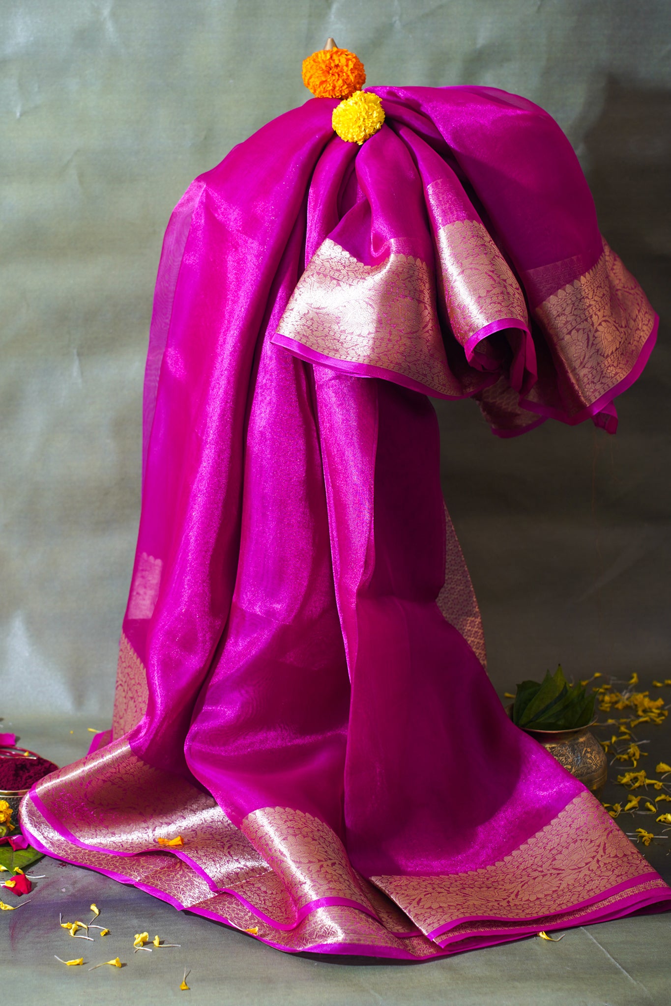 Magenta Banarasi Pure Tissue Silk Saree
