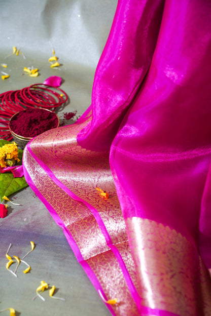 Magenta Banarasi Pure Tissue Silk Saree