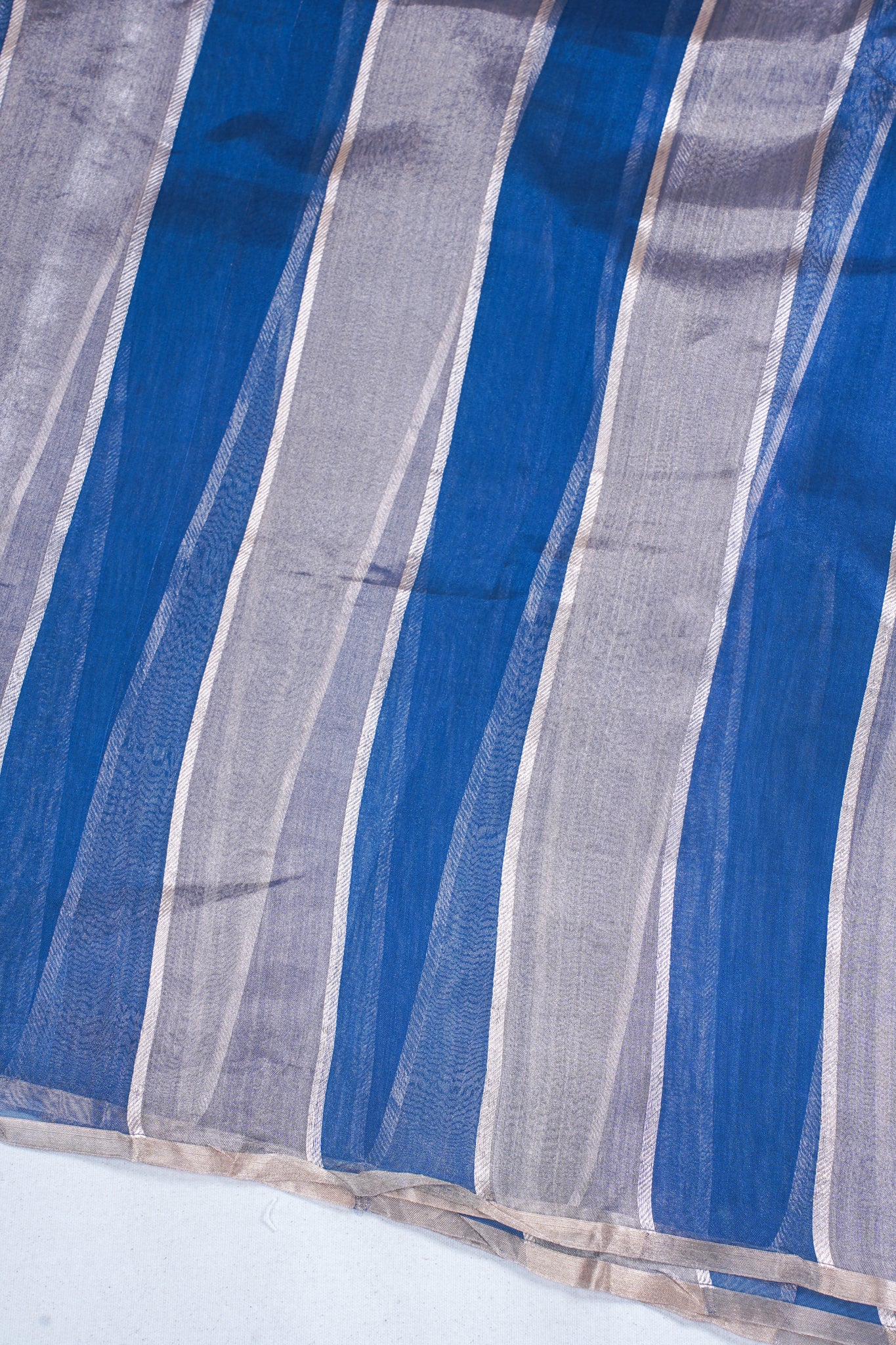 Navy Blue Pure Tissue Silk Handwoven Saree