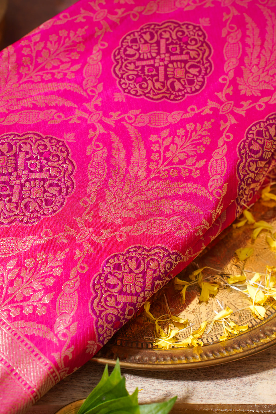 Rani Pink Banarasi Pure Katan Silk Minakari Brocade Saree