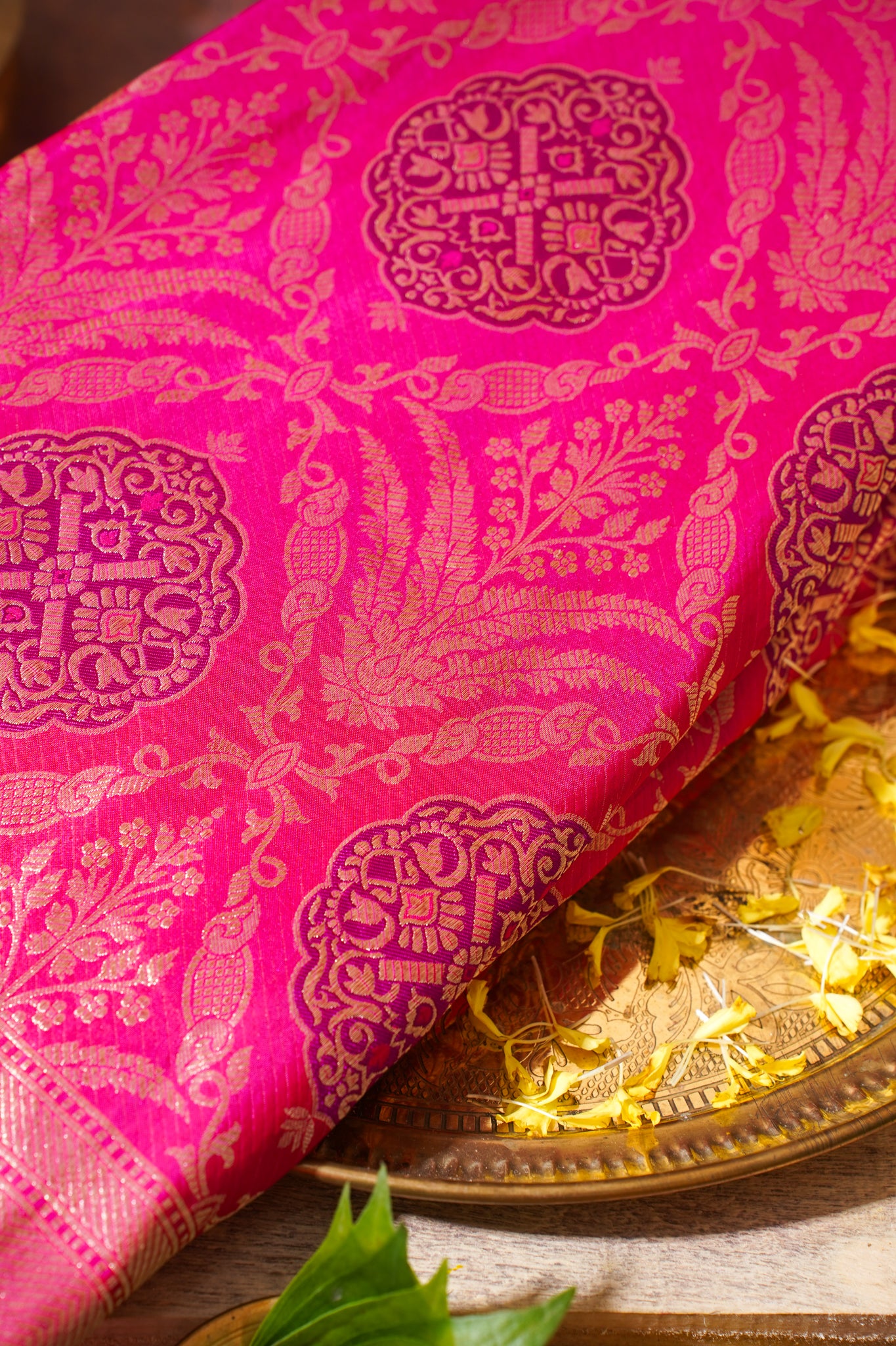 Rani Pink Banarasi Pure Katan Silk Minakari Brocade Saree