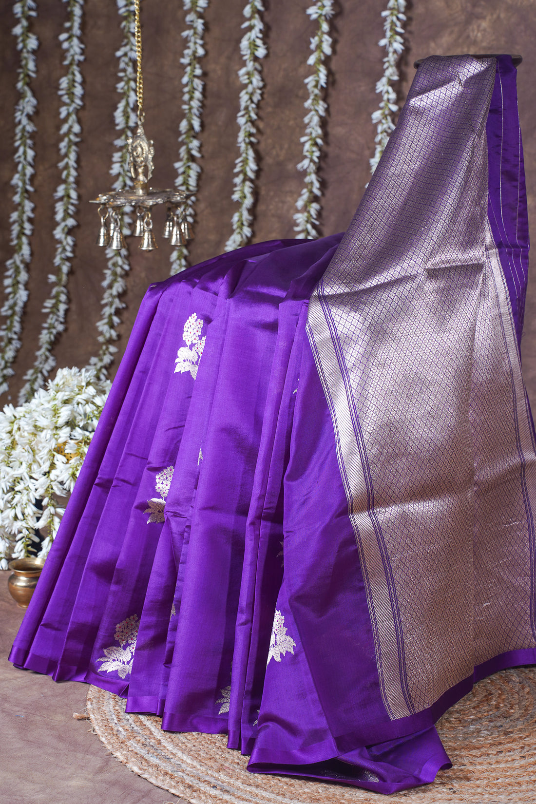 Royal Purple Handloom Pure Silk Banarasi Saree