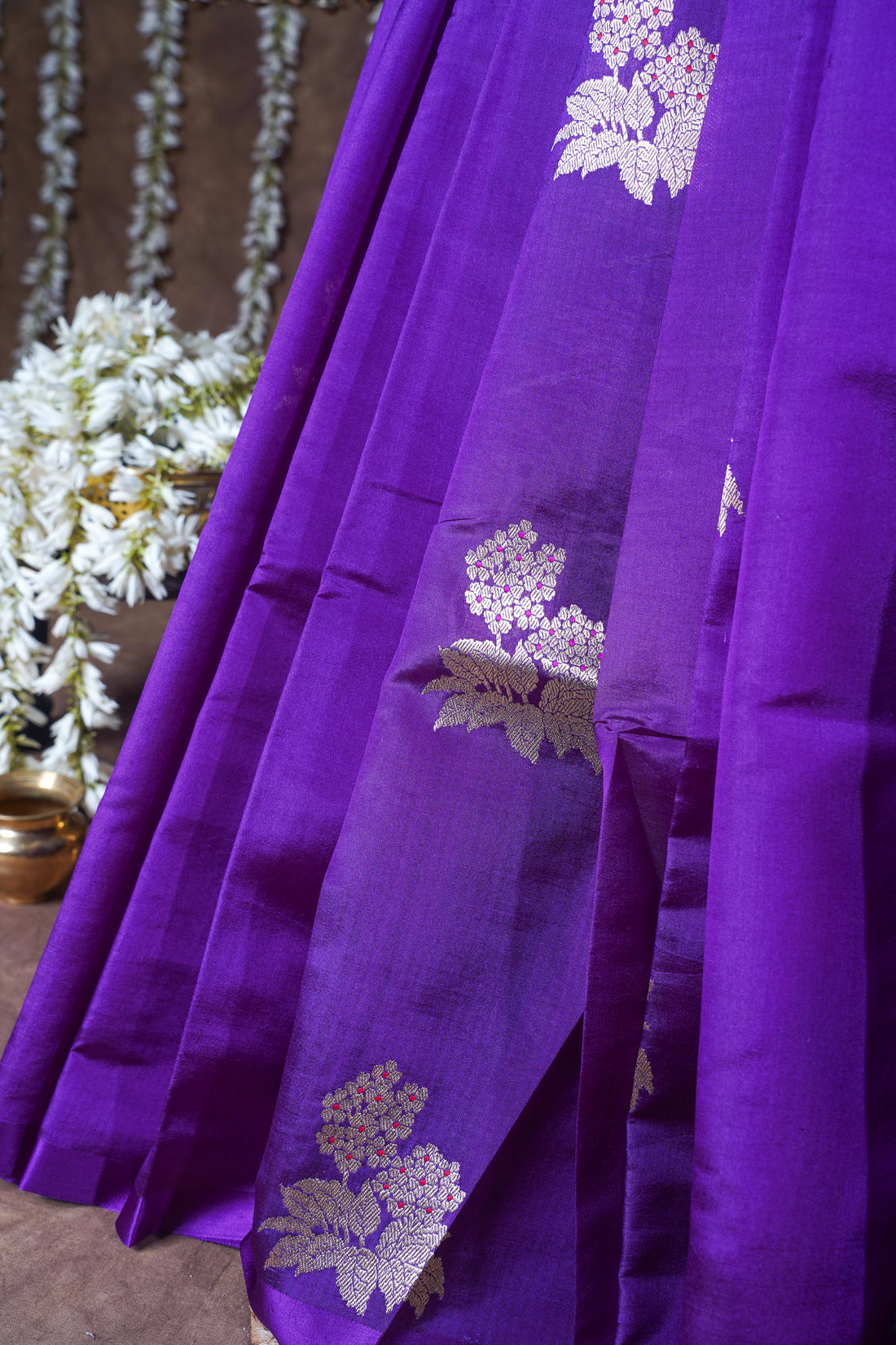 Royal Purple Handloom Pure Silk Banarasi Saree