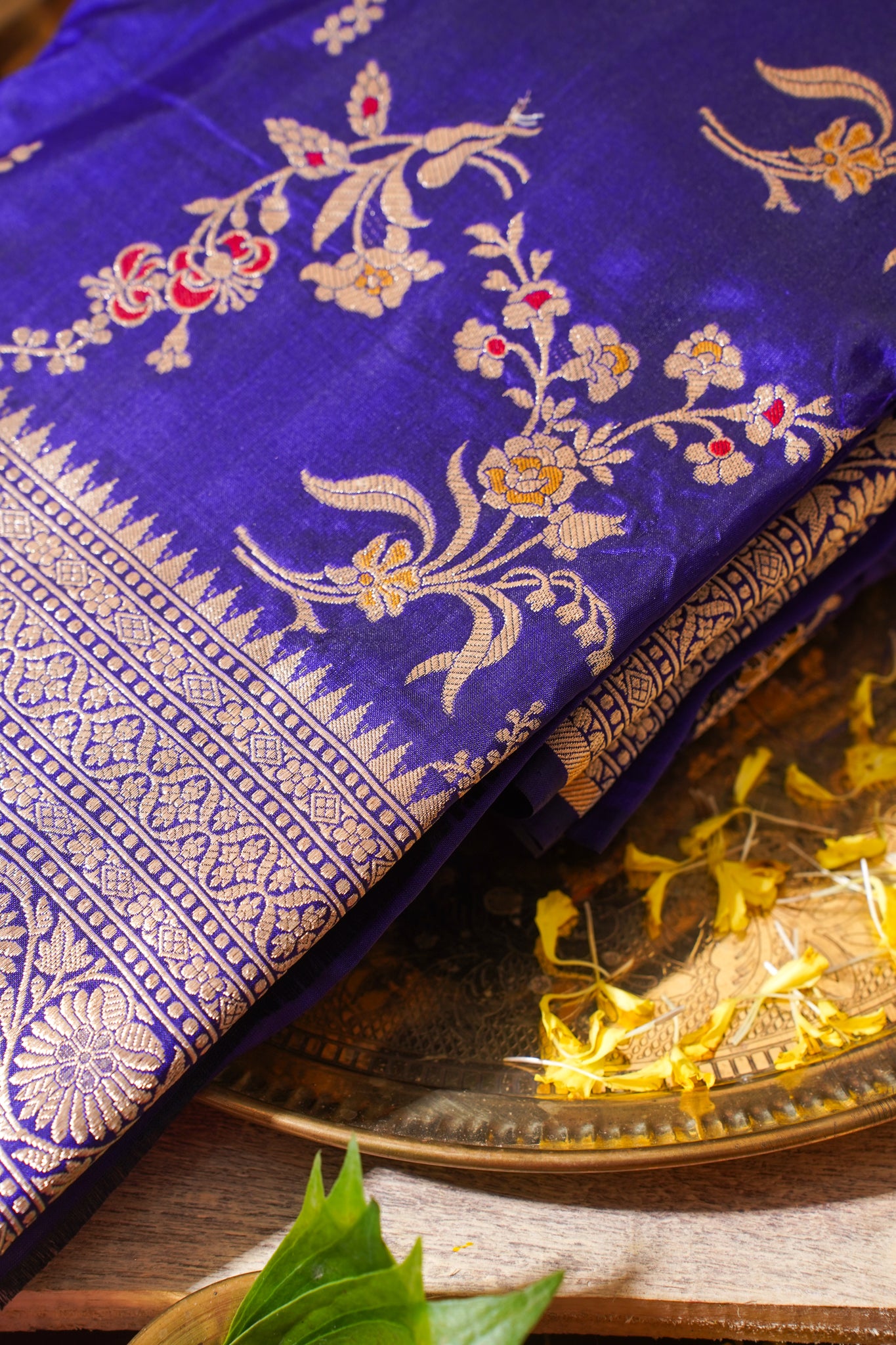 Royal Blue Banarasi Pure Katan Silk Minakari Jaal Saree