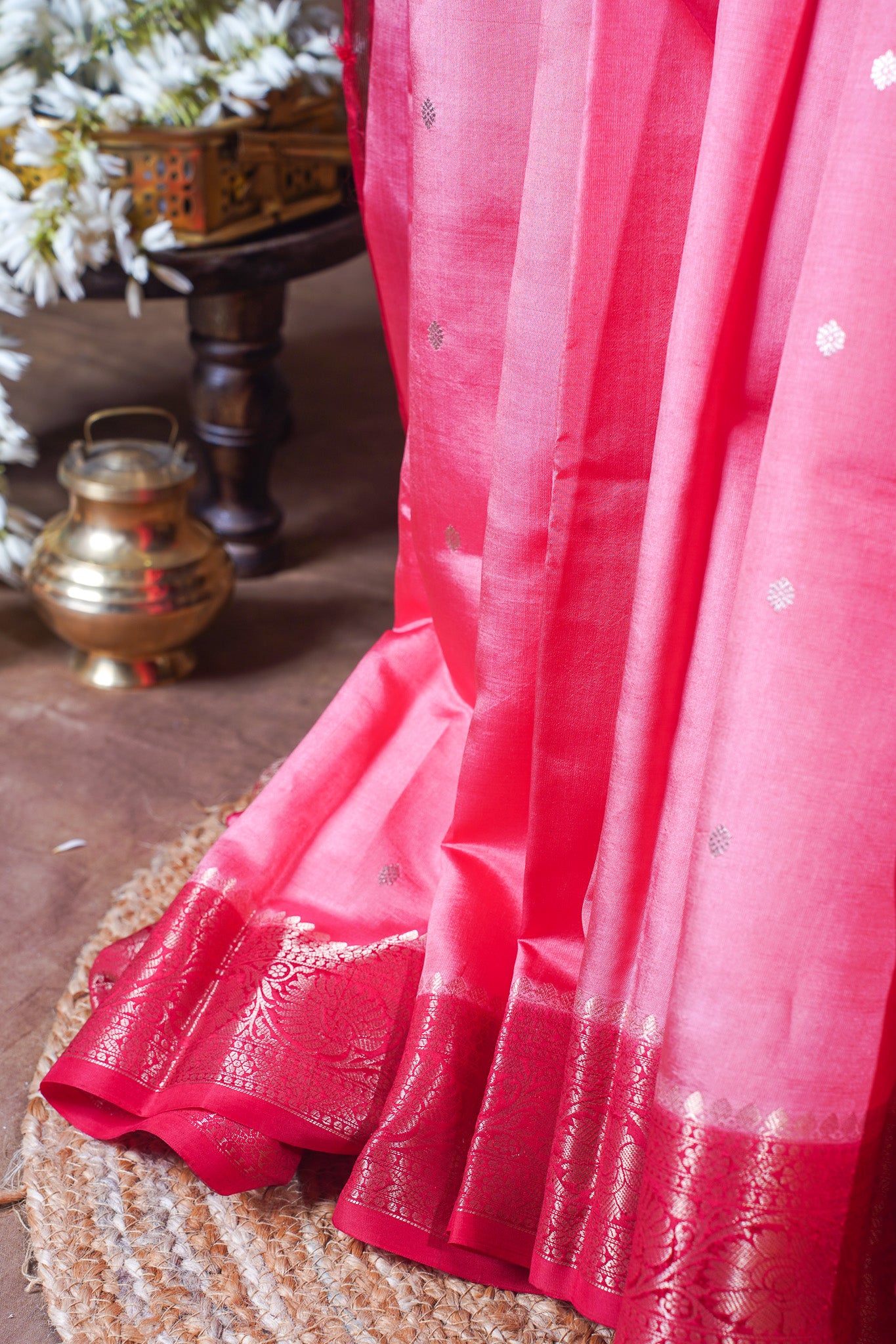 Rose Pink Handloom Pure Silk Banarasi Saree