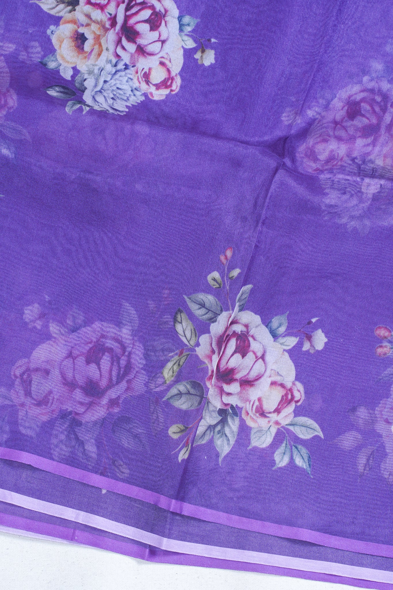 Royal Purple Pure printed Kora organza silk saree