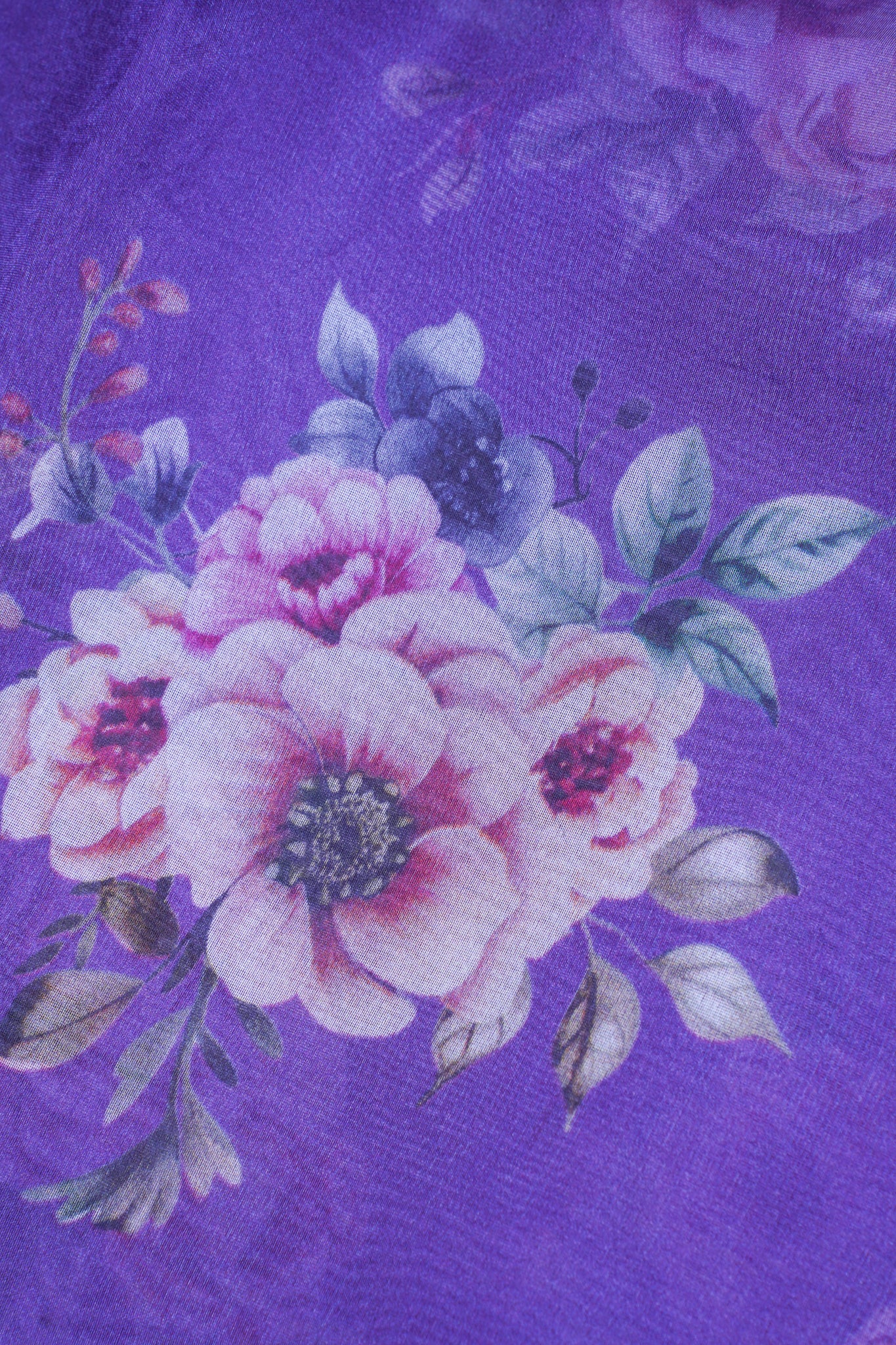 Royal Purple Pure printed Kora organza silk saree