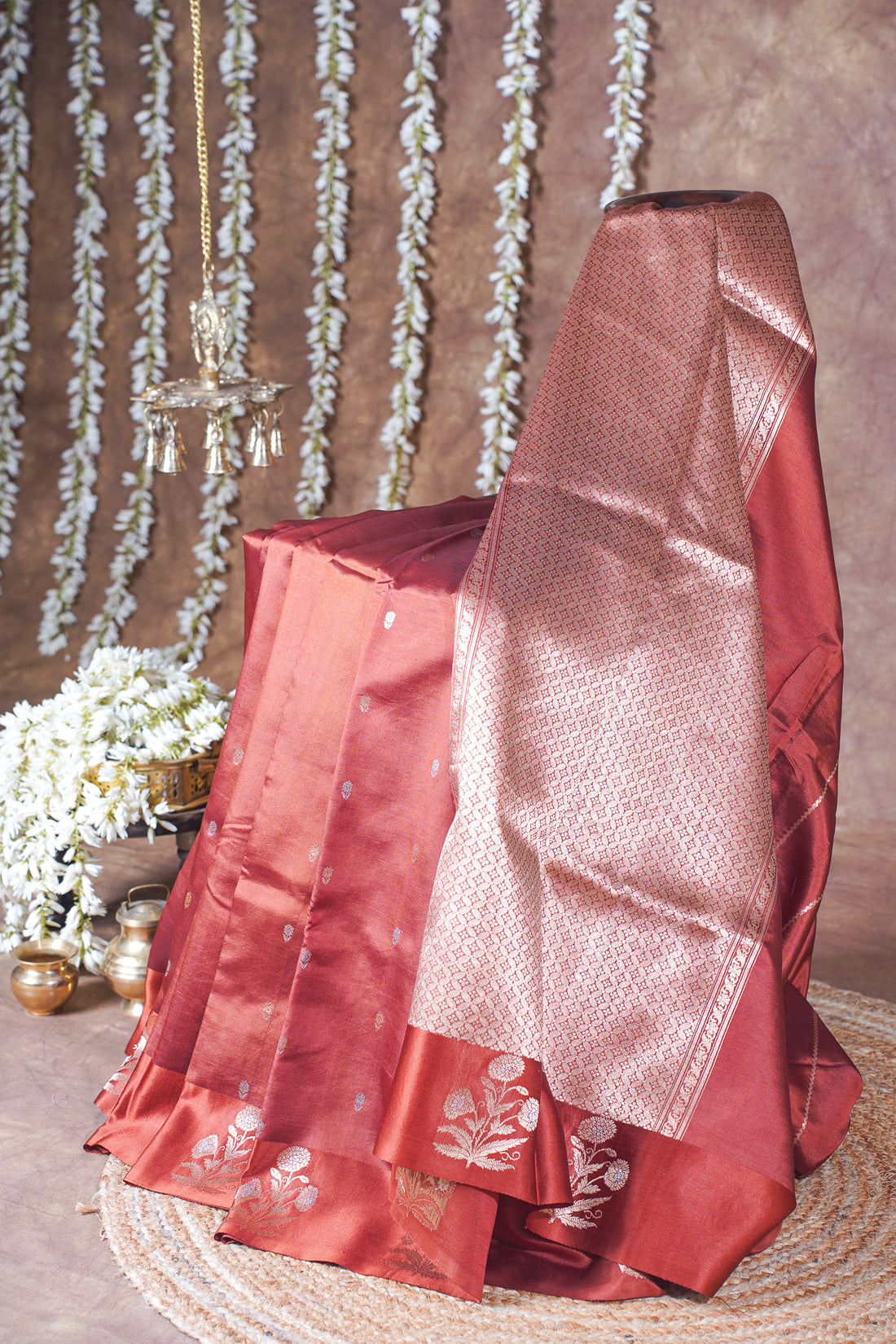 Wine Maroon Handloom Pure Silk Banarasi Saree