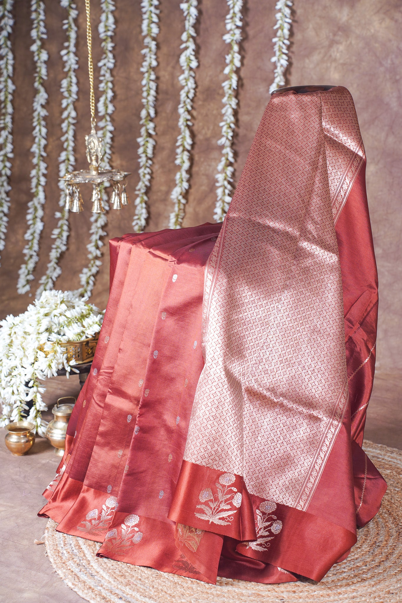 Wine Maroon Handloom Pure Silk Banarasi Saree