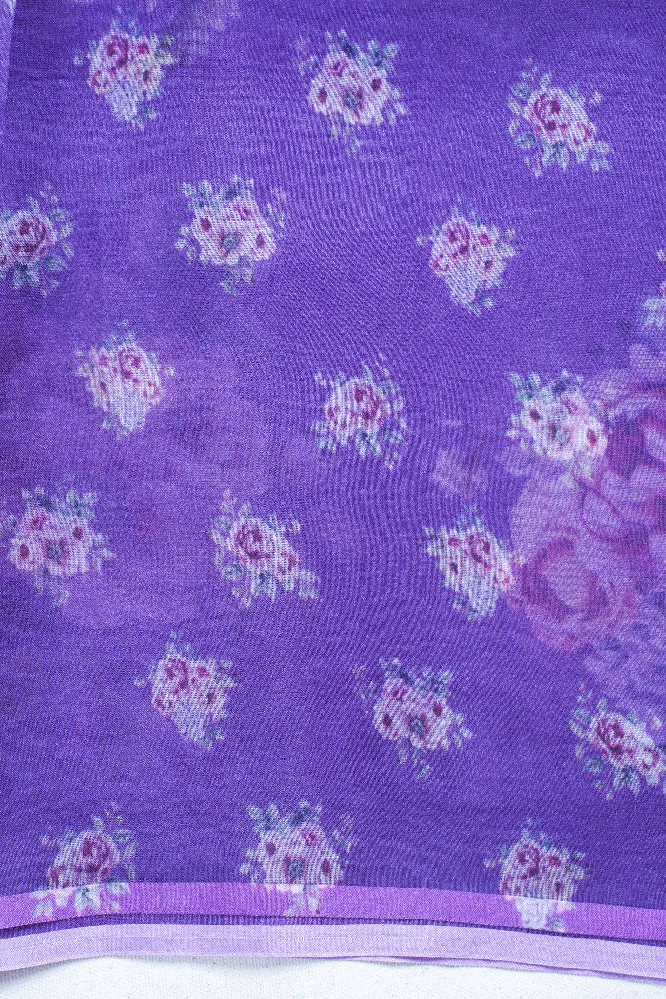 Royal Purple Pure printed Kora organza silk saree