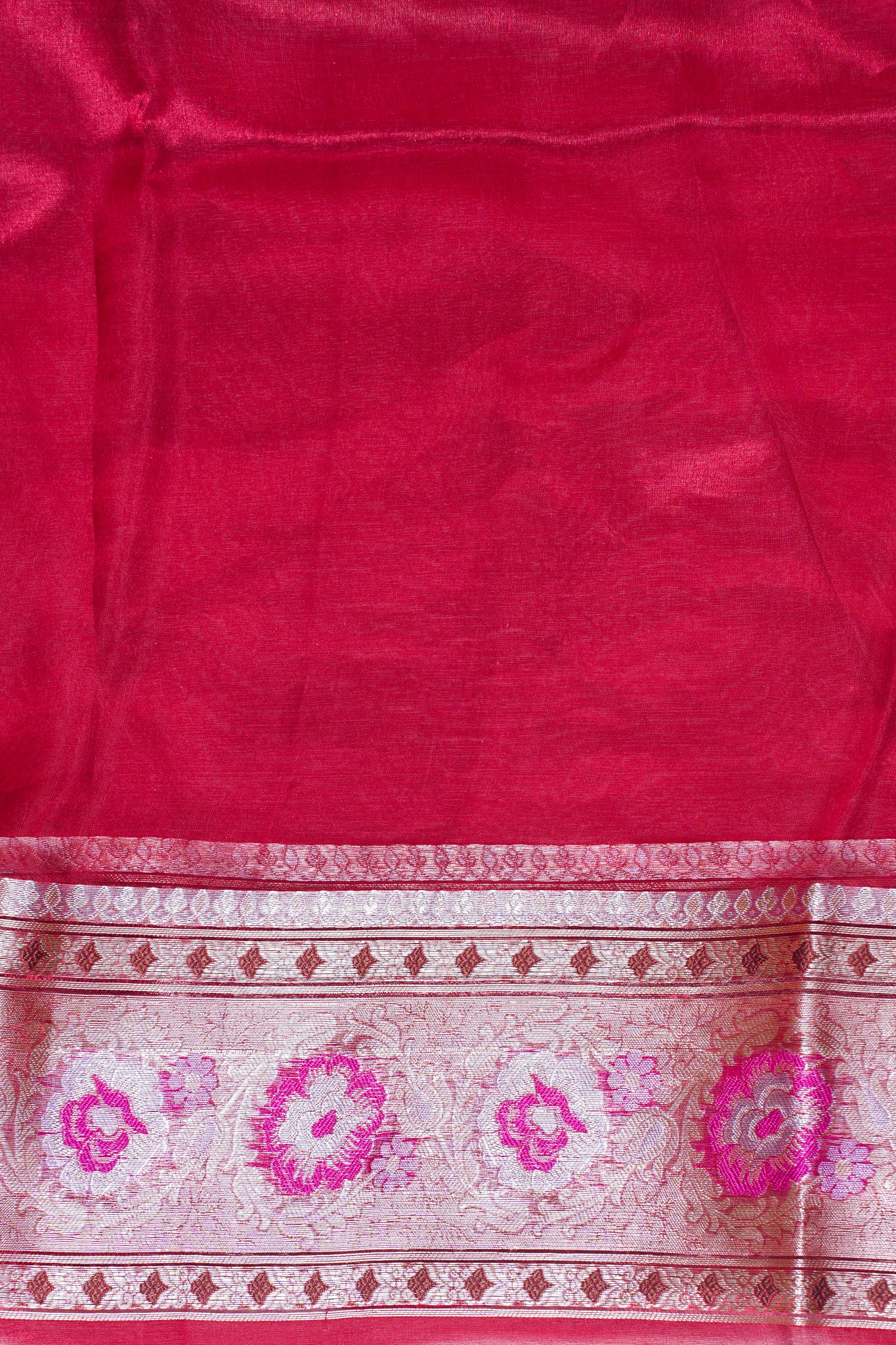 Crimson Pink Banarasi Pure Tissue Silk Saree