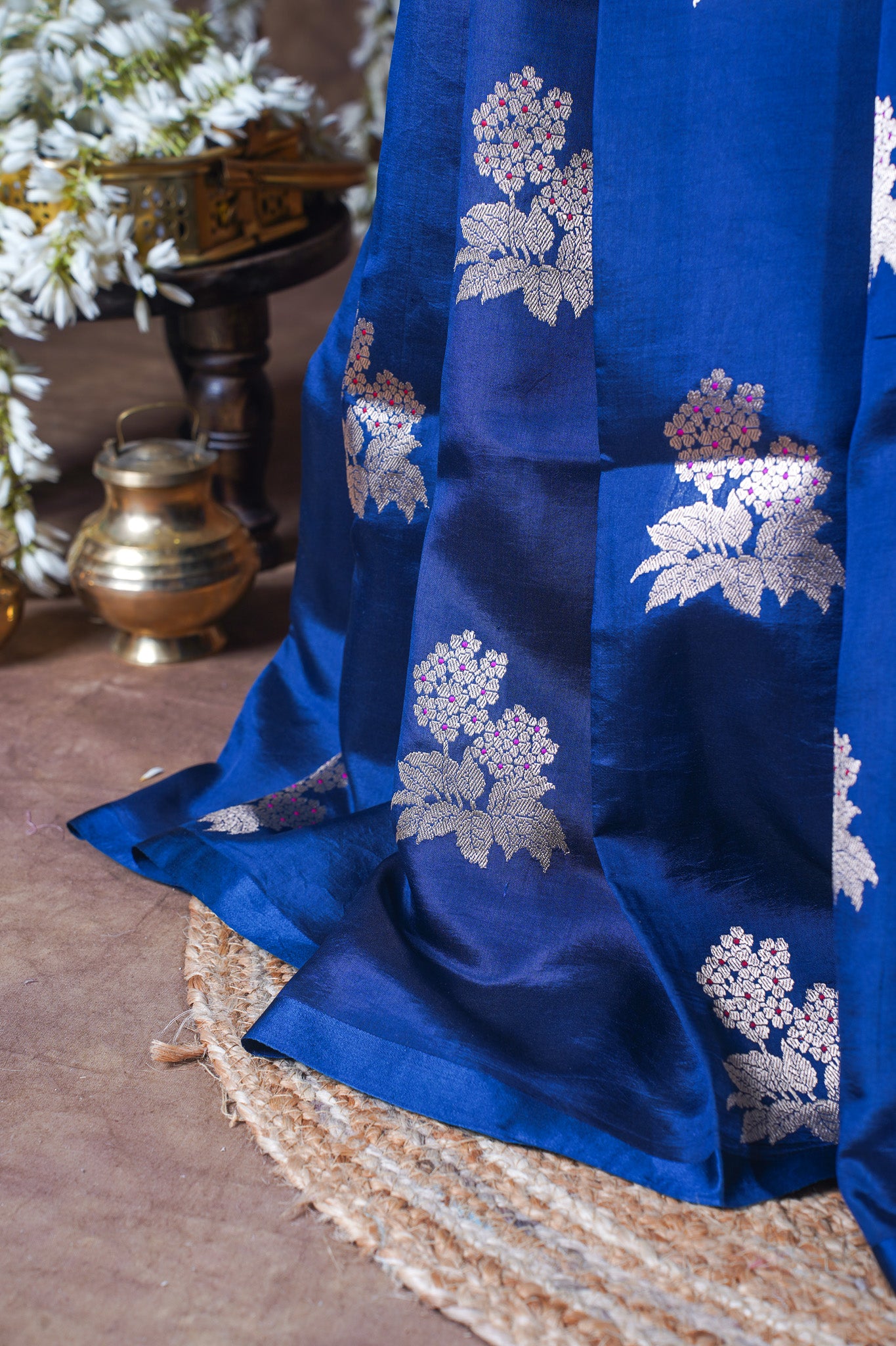 Royal Blue Handloom Pure Silk Banarasi Saree