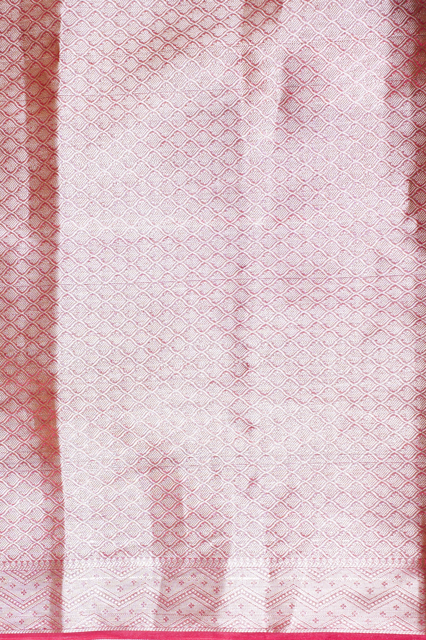 Crimson Red Banarasi Pure Tissue Silk Saree with Silver Buti Weave