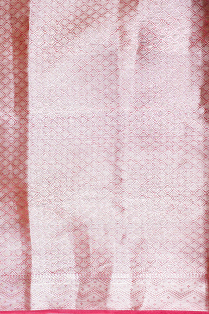 Crimson Red Banarasi Pure Tissue Silk Saree with Silver Buti Weave