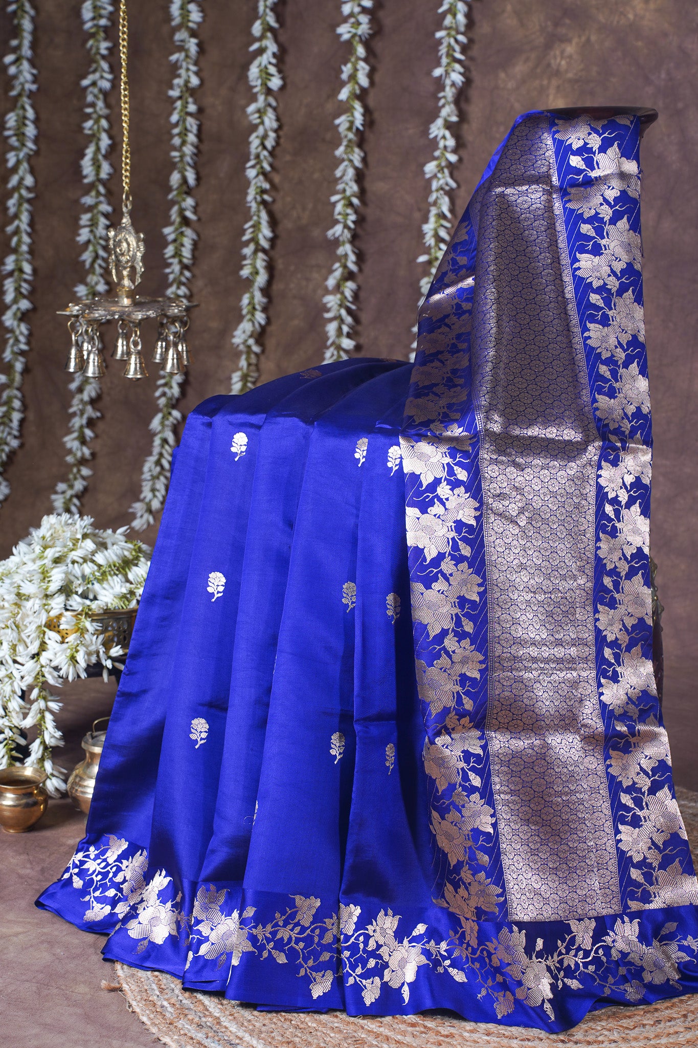 Royal Blue Handloom Pure Silk Banarasi Saree