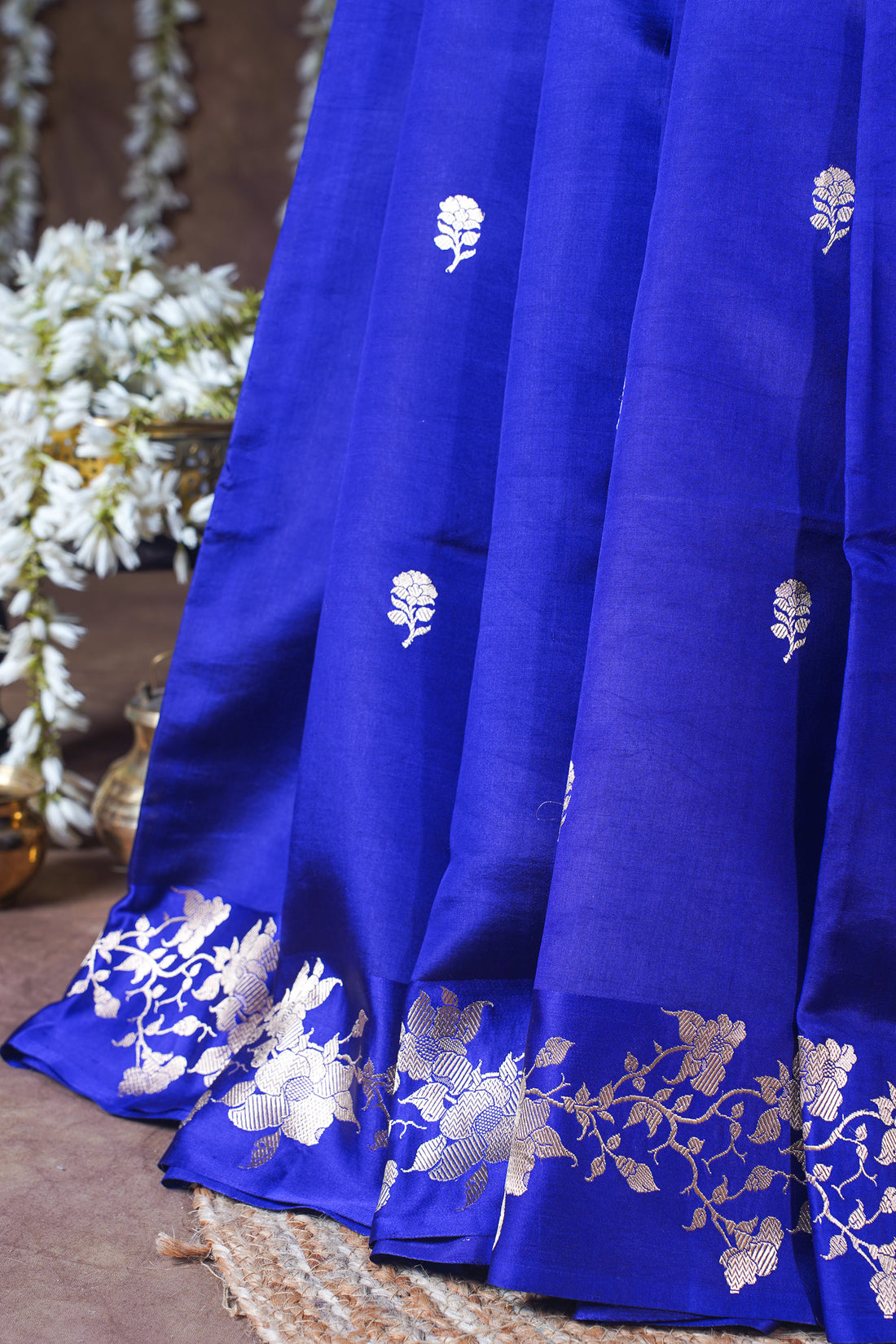 Royal Blue Handloom Pure Silk Banarasi Saree