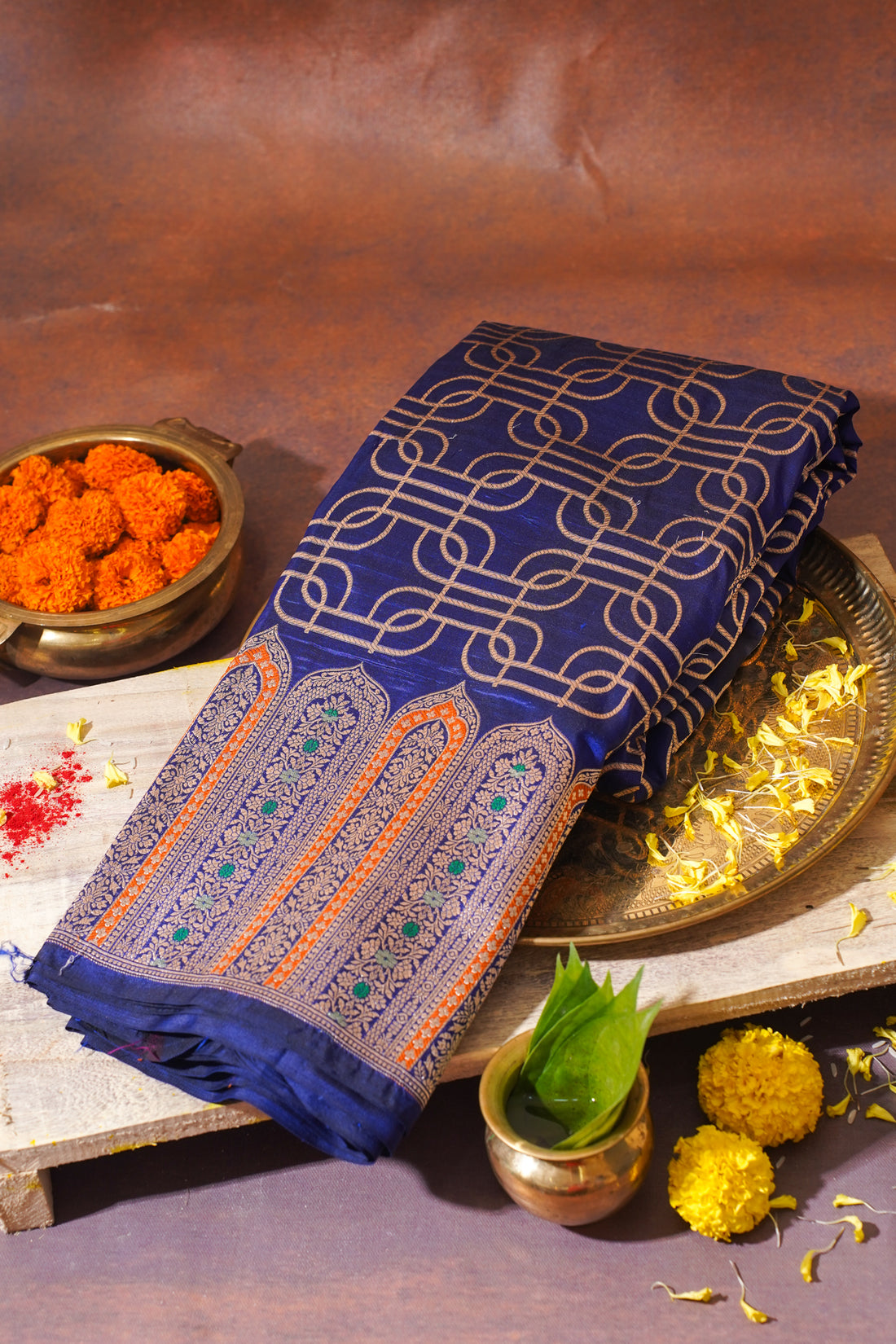 Royal Blue Banarasi Pure Katan Silk Minakari Jaal Saree