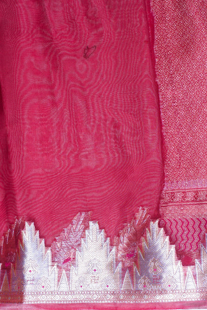 Ruby Red Banarasi Pure Tissue Silk Saree