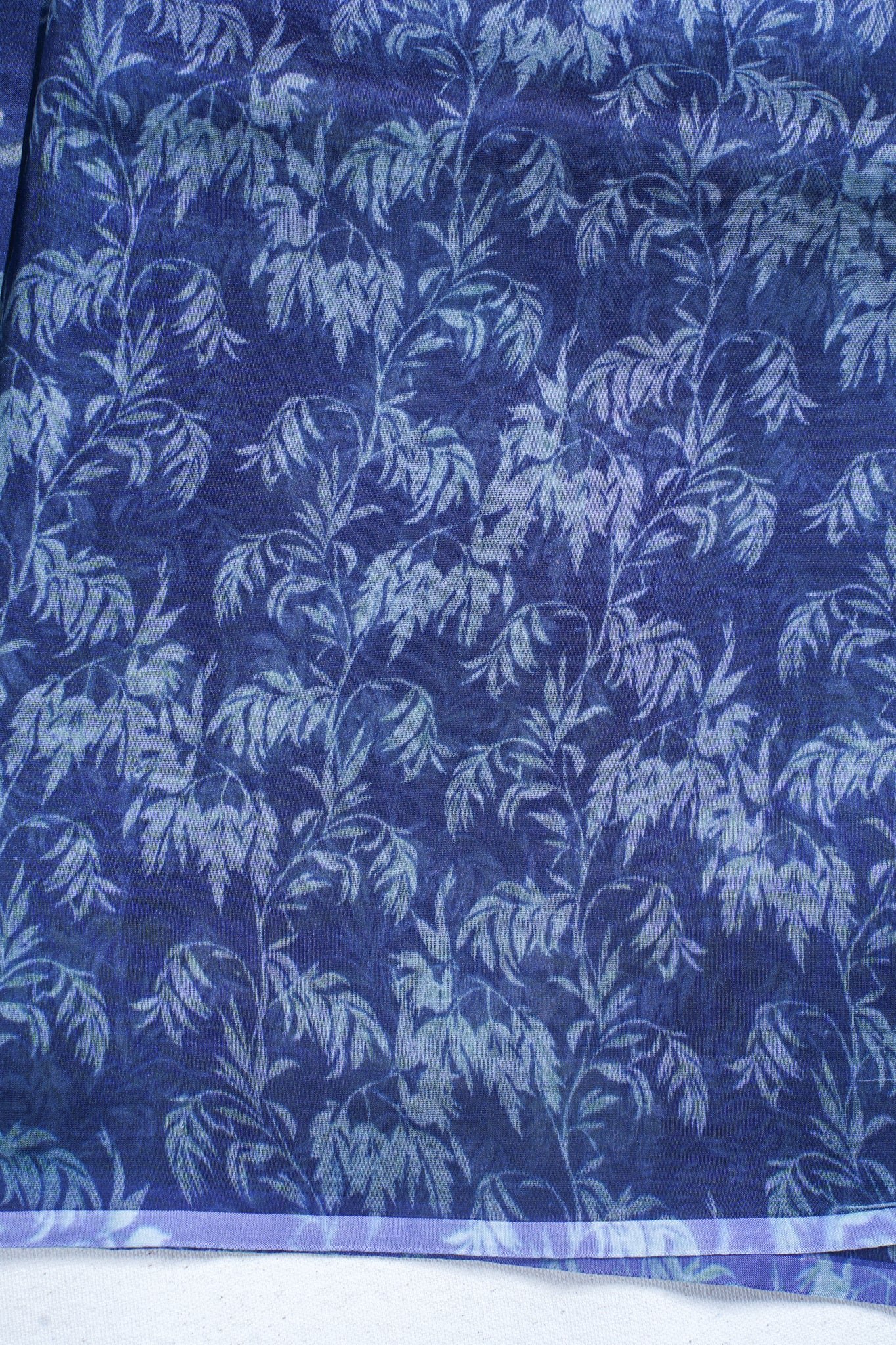 Midnight Blue Pure printed Kora organza silk saree